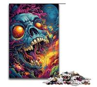 Rompecabezas de 1000 piezas para adultos diseño psicodélico de calaveras espaciadas de madera ideal para juegos familiares y cumpleaños (75 x 50 cm).