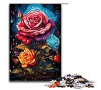 Rompecabezas de 1000 piezas para adultos: Rosas psicodélicas coloridas. Un juego desafiante. Una obra de arte. Apto para adolescentes de 14 años en adelante. 1000 piezas (75 x 50 cm).