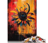 Rompecabezas de 500 piezas con diseño de girasoles expresionistas contemporáneos, ideal para el aprendizaje de adultos (52 x 38 cm)