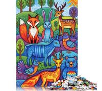 Rompecabezas de 500 piezas con ilustraciones de animales del bosque para adultos, juego educativo, juguete de desafío, 500 piezas (52 x 38 cm)