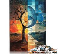 Rompecabezas de 500 piezas con vidrieras surrealistas de día y noche para adultos y adolescentes. Juego educativo (52 x 38 cm).