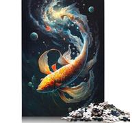 Rompecabezas de 500 piezas "Cosmic Koi 7" para adultos y adolescentes, de madera, ideal para decorar el hogar, 52 x 38 cm.