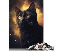 Rompecabezas de 500 piezas de gato negro con luz para adultos y adolescentes para mayores de 14 años. 500 piezas (52 x 38 cm).