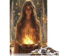 Rompecabezas de 500 piezas de Hestia, Diosa del Hogar - Guardiana de la Llama Sagrada para adultos. Rompecabezas de madera para regalar y relajarse (52 x 38 cm).