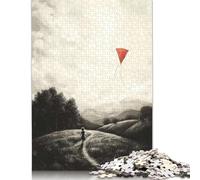 Rompecabezas de 500 piezas de recuerdos de la infancia: Niña con cometa en campo abierto, ideal para adultos, juego educativo (52 x 38 cm)