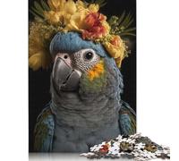 Rompecabezas de 500 piezas de un adorable loro bebé esponjoso para adultos. Rompecabezas de madera sostenible para adultos. Juegos de 500 piezas (52 x 38 cm).