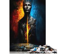 Rompecabezas de 500 piezas "El Testigo de la División - El Rostro Dividido por el Fuego y el Silencio" para adultos, juego educativo, juguete de desafío (52 x 38 cm)