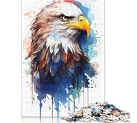 Rompecabezas de 500 piezas para adultos, diseño de águila en acuarela, ideal como juego educativo, 52 x 38 cm.