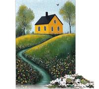 Rompecabezas de 500 piezas para adultos, regalo "Golden Cottage Retreat" - Rompecabezas de arte rural acogedor y naif para adultos, juego familiar para adultos y adolescentes (52 x 38 cm)
