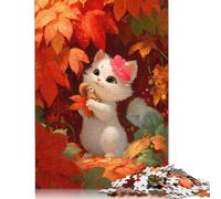 Rompecabezas de gatito blanco con ardilla para adultos y adolescentes, 1000 piezas, para decoración del hogar, 38 x 26 cm, 1000 piezas