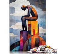 Rompecabezas de la visión cubista moderna del pensador para adultos y adolescentes, 1000 piezas, juego educativo, juguete de desafío, 38 x 26 cm (1000 piezas)