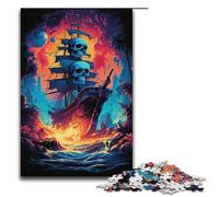 Rompecabezas de madera de 1000 piezas con diseño de calavera pirata psicodélica colorida para niños decoración del hogar 1000 piezas (38 x 26 cm)