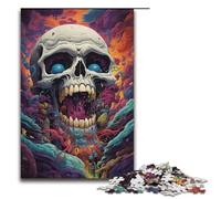 Rompecabezas de madera de 1000 piezas con diseño de calavera psicodélica colorida para adultos ideal para niños a partir de 12 años decoración del hogar (38 x 26 cm)