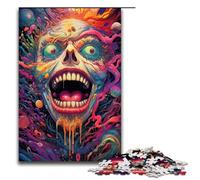 Rompecabezas de madera de 1000 piezas con diseño de calavera psicodélica colorida para adultos ideal para niños a partir de 12 años decoración del hogar (75 x 50 cm)