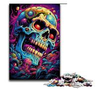 Rompecabezas de madera de 1000 piezas con diseño de calavera psicodélica colorida para adultos ideal para niños a partir de 12 años decoración del hogar (75 x 50 cm)