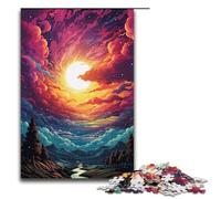 Rompecabezas de madera de 1000 piezas para adultos diseño de cielo psicodélico colorido para niños a partir de 12 años decoración del hogar (38 x 26 cm)