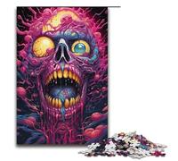 Rompecabezas de madera para adultos 1000 piezas colorido con diseño de calaveras psicodélicas ideal para familias juego educativo 1000 piezas (38 x 26 cm)