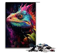 Rompecabezas de madera para adultos 1000 piezas colorido psicodélico animal espiritual camaleón familia juego educativo juguete de desafío 1000 piezas (75 x 50 cm)