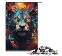 Rompecabezas de madera para adultos colorido psicodélico alma león y dragón 1000 piezas para adultos y niños a partir de 12 años juguete educativo 1000 piezas (38 x 26 cm)