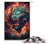 Rompecabezas de madera para adultos colorido psicodélico alma león y dragón 1000 piezas para adultos y niños a partir de 12 años 1000 piezas (38 x 26 cm)