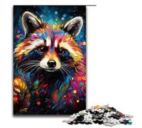 Rompecabezas de mapache psicodélico colorido de 1000 piezas divertido rompecabezas para la familia gran regalo para fanáticos del anime regalo para adultos de 1000 piezas