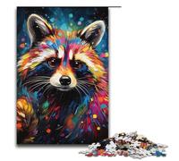 Rompecabezas de mapache psicodélico colorido de 1000 piezas divertido rompecabezas para la familia gran regalo para fanáticos del anime regalo para adultos de 1000 piezas