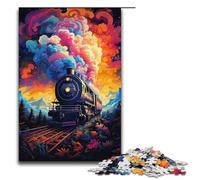Rompecabezas de tren psicodélico colorido de 1000 piezas para adultos. Rompecabezas imposible para aliviar el estrés y para adolescentes mayores de 14 años. 1000 piezas (38 x 26 cm).