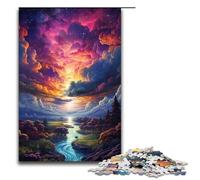 Rompecabezas para adultos colorido paisaje psicodélico de atardecer 1000 piezas ideal como regalo para adolescentes de 14 años en adelante 1000 piezas (75 x 50 cm)