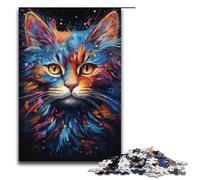 Rompecabezas para adultos colorido psicodélico alma animal gato 1000 piezas ideal como regalo para adolescentes de 14 años en adelante 1000 piezas (38 x 26 cm)