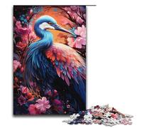 Rompecabezas para adultos colorido psicodélico tranquilo cerezo en flor grulla 1000 piezas. Ideal como regalo para adolescentes de 14 años en adelante. 1000 piezas (38 x 26 cm).