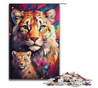 Rompecabezas para adultos de 1000 piezas colorido leopardo de las nieves psicodélico rompecabezas juegos educativos para el hogar juguetes de bricolaje gran regalo para juegos 1000 piezas (38 x 26 cm)