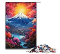 Rompecabezas para adultos de 1000 piezas: colorido paisaje psicodélico del monte Fuji en Japón. Juego de rompecabezas de 1000 piezas.