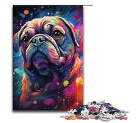 Rompecabezas para adultos de 1000 piezas colorido psicodélico animal carlino decoración del hogar ideal como regalo para toda la familia 1000 piezas (38 x 26 cm)