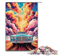 Rompecabezas para adultos de 1000 piezas colorido rompecabezas psicodélico de coches clásicos retro. Cada pieza es única. Juego familiar desafiante y divertido. 1000 piezas (38 x 26 cm).