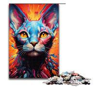Rompecabezas para adultos de 1000 piezas colorido rompecabezas psicodélico de gato esfinge juegos educativos para el hogar juguetes de bricolaje gran regalo para juegos 1000 piezas (75 x 50 cm)