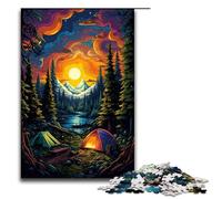 Rompecabezas para adultos de 1000 piezas coloridos rompecabezas psicodélicos de acampada en la naturaleza ideal para decorar el hogar ideal como regalo para toda la familia (75 x 50 cm).