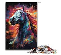 Rompecabezas para adultos de 1000 piezas coloridos rompecabezas psicodélicos de exploración espacial caballo decoración del hogar ideal como regalo para toda la familia 1000 piezas (38 x 26 cm)