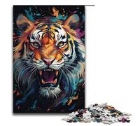 Rompecabezas para adultos de 1000 piezas coloridos tigres psicodélicos juegos educativos para el hogar juguetes de bricolaje gran regalo para juegos 1000 piezas (38 x 26 cm)