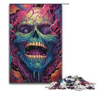Rompecabezas para adultos de 1000 piezas con diseño de calavera psicodélica colorida. Ayuda a ejercitar el cerebro. Juguetes adictivos para cultivar la paciencia. 1000 piezas (38 x 26 cm).