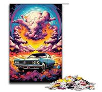 Rompecabezas para adultos de 1000 piezas con diseño de coches retro psicodélicos coloridos. Ayuda a ejercitar el cerebro. Juguetes adictivos para cultivar la paciencia. 1000 piezas (75 x 50 cm).
