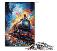 Rompecabezas para adultos de 1000 piezas con diseño de tren psicodélico colorido. Ayuda a ejercitar el cerebro. Juguetes adictivos para cultivar la paciencia. 1000 piezas (38 x 26 cm).