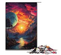 Rompecabezas para adultos de 1000 piezas con paisaje psicodélico colorido y atardecer. Juegos educativos para el hogar. Juguetes de bricolaje. Gran regalo para juegos. 1000 piezas (38 x 26 cm).