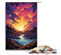 Rompecabezas para adultos de 1000 piezas con un colorido paisaje psicodélico al atardecer. Cada pieza es única. Juego familiar desafiante y divertido. 1000 piezas (75 x 50 cm).
