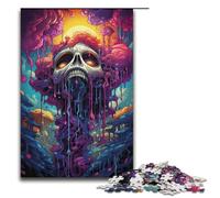 Rompecabezas para adultos de 1000 piezas diseño de calavera psicodélica colorida ideal para juegos educativos en casa ideal como regalo (38 x 26 cm).