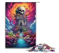 Rompecabezas para adultos de 1000 piezas diseño de calavera psicodélica colorida ideal para juegos educativos en casa ideal como regalo (38 x 26 cm).