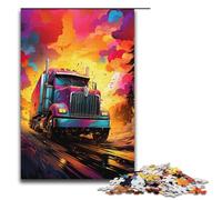 Rompecabezas para adultos de 1000 piezas diseño de camión psicodélico colorido ideal para juegos educativos en casa ideal como regalo (38 x 26 cm).