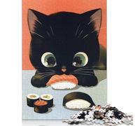 Rompecabezas para adultos "Gato negro con sushi" (1000 piezas), juego educativo, juguete de desafío (75 x 50 cm)