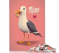 Rompecabezas para adultos y adolescentes: Gaviota con texto "Galleta y Mina". Rompecabezas para adultos y adolescentes. Juego familiar. 500 piezas (52 x 38 cm).