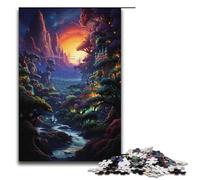 Rompecabezas psicodélico de 1000 piezas con atardecer en la jungla ideal como regalo para adultos. Ideal para Navidad con Papá Noel para adolescentes a partir de 14 años. 1000 piezas (38 x 26 cm).