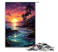 Rompecabezas psicodélico de 1000 piezas con atardecer en la playa para adultos. Rompecabezas imposible para aliviar el estrés y para adolescentes a partir de 14 años. 1000 piezas (75 x 50 cm).